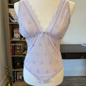 BLUSH | Sheer Lavender Bodysuit Lingerie Medium